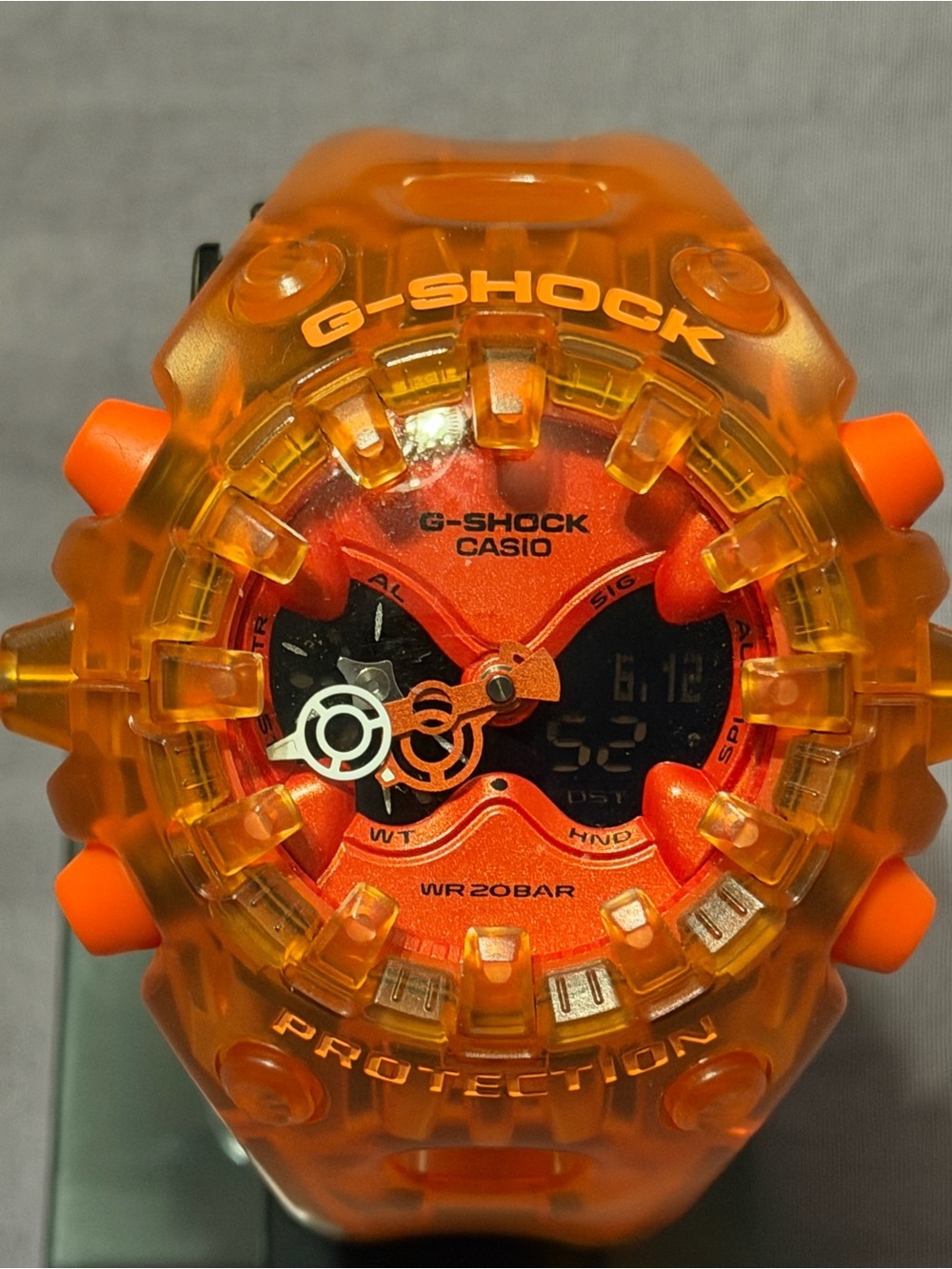 G-Shock Casio Men's Orange Transparent Resin Sport Watch skeleton orange